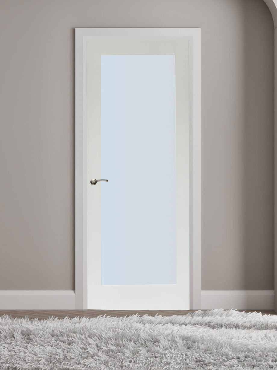 SHAKER CLEAR GLASS FLUSH WHITE PRIMED DOOR